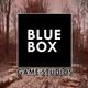 The Blue Box Game Studios logo in front of some trees from Abandoned.
